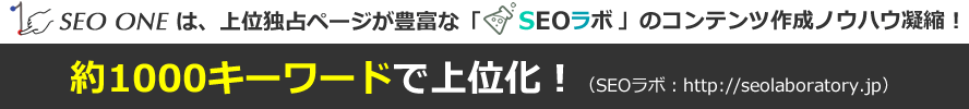 上位独占ページが豊富な「SEOラボ」のコンテンツ作成ノウハウ凝縮!約1000キーワードで上位独占!(SEOラボ:seolaboratory.jp)